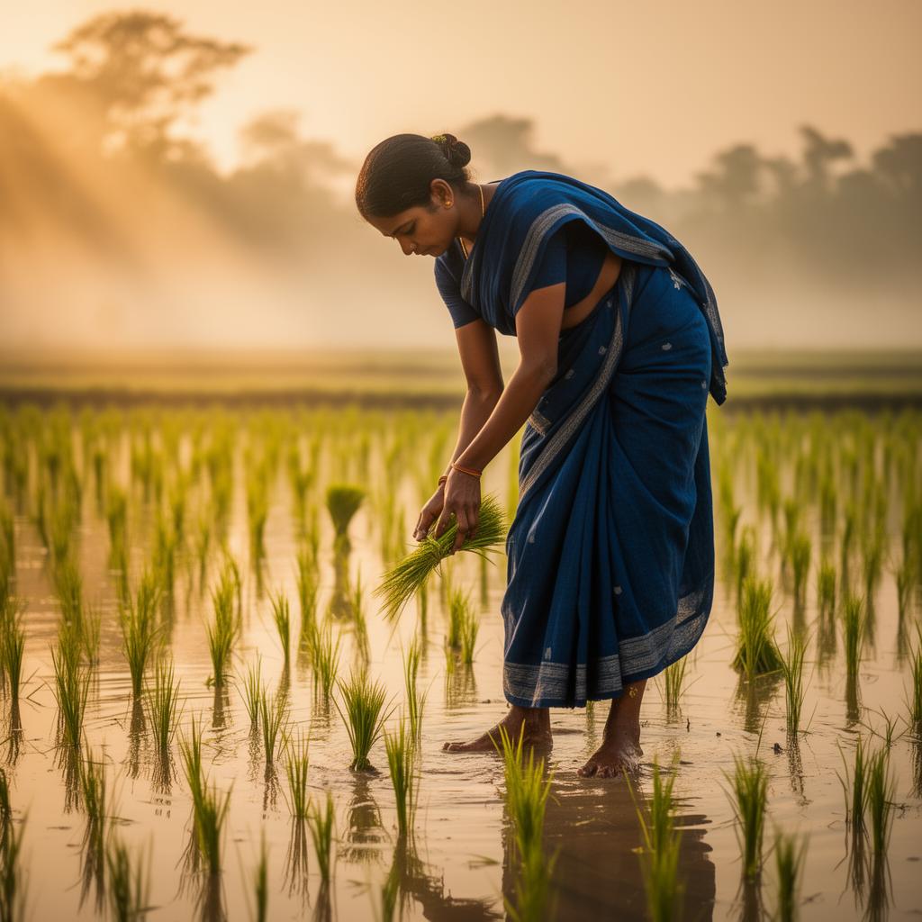 Farmer planting rice