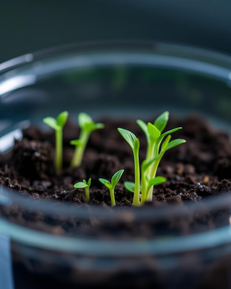 Seedlings in laboratory soil